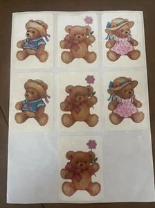 Vintage Seemannsbären mit Hüten 7 Aufkleber markenlose Teddybären in Kleidung - Bild 1 von 5