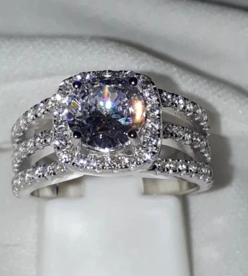 ANILLO DE COMPROMISO DE CÓCTEL PLATA ESTERLINA 925 CIRCONITA CÚCTEL TALLA 6 7 8 9 Foto 1 de 4