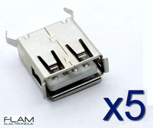 5x Connecteur USB type A Femelle / 5pcs Female USB type A connector to solder - Foto 1 di 4