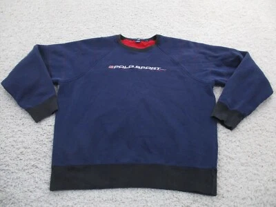 Polo Sport Ralph Lauren 毛衣男式大号蓝色运动衫拼字标志复古 — 第 1/4 张图片