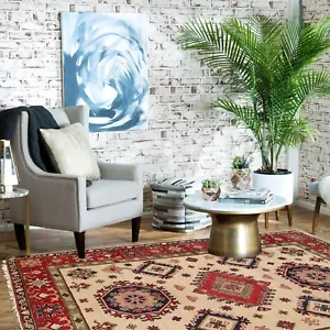 Tappeto afgano orientale annodato a mano lana/cotone Medallion 5'x6'4 piedi G24275 - Foto 1 di 8