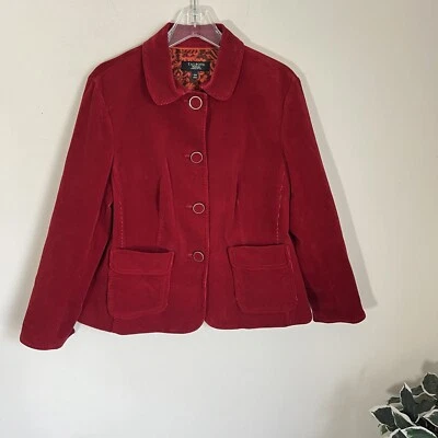 TALBOTS Corduroy Fitted Blazer Womens Size 14W Red Pocket Casual Office Career - Image 1 of 4