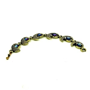 Aurora Borealis Strass Gliederarmband goldfarben unsigniert Vintage - Bild 1 von 12