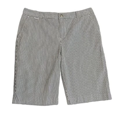 Bermuda Lauren Ralph Lauren listrada preta branca cintura alta tamanho 10 - Imagem 1 de 4