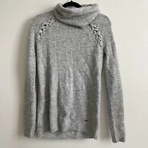 Hollister Women’s Gray Knit Mock Turtle Neck Sweater XS Pullover Braid Detail - Picture 1 of 4