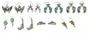 Gun Pistol Earrings Revolver Western Cowgirl Jewelry Womens Ladies Accessory - Picture 1 of 6