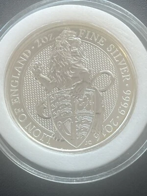 Moneda de plata fina Queen's Beasts Lion of England 2016 2 oz .9999 Foto 1 de 2