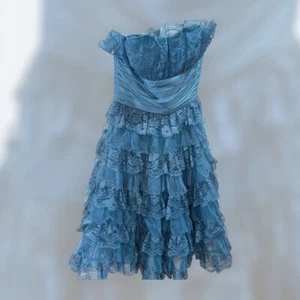 Betsy Johnson Vintage Sz 2 Lace Tiered Tulle Sleeveless Y2K Dress Fairy Whimsy - Picture 1 of 11