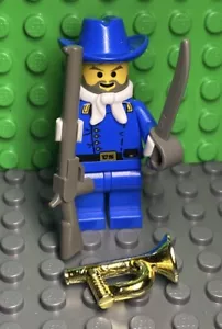 (NEW) Lego Cavalry Colonel Minifigure with Chrome Bugle, Custlass and Gun ww003 - Picture 1 of 6