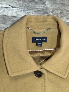 Lands' End hellbraun Wollmischung Mantel Gr. 20 W warm senf Jacke klassisch gefüttert gelb - Bild 1 von 9