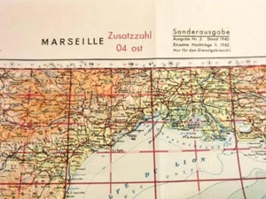 Luftwaffe Karte Frankreich "Marseille" Fliegerausgabe von 1942, Maße 78 x 60 cm - Bild 1 von 9