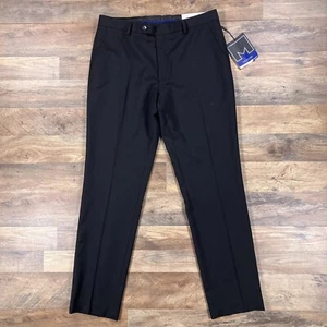 Pantalones de vestir Michael Strahan para hombre 34x32 negros modernos ajustados tecnología lana NUEVO - Imagen 1 de 12