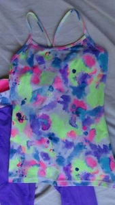 Ivivva by lululemon Girls Size 10 Athletic Outfit Set capris tank top GB16 - Picture 1 of 2