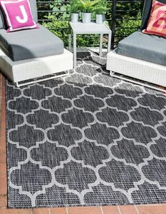 Unique Loom Outdoor Trellis Collection Area Rug (9' x 12' Rectangle, Black/ I... - Picture 1 of 10