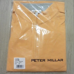 PETER MILLAR Mens M MEDIUM 1/4 ZIP PULLOVER SLICE ORANGE CROWN COMFORT GOLF - Picture 1 of 11