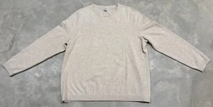 LL Bean 100% Cashmere Long Sleeve Crew Neck Pullover Sweater Mens 2X Plus Beige - Picture 1 of 11