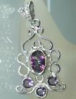VINTAGE SILVER FACETED MYSTIC TOPAZ VICTORIAN STYLE PENDANT ORNATE