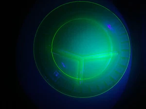 Federal Glass Colonial fluted green uranium glass 10 1/4” grill plate - Picture 1 of 3