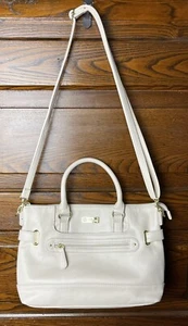Stone Mountain Nappa Leather Satchel Purse In Bone, Spring Summer Soft Leather - Picture 1 of 20