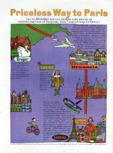 1962 Sabena Airlines PRINT AD Jet to Brussels Paris Ghent Bruges - Picture 1 of 1