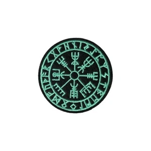Wikinger isländischer KOMPASS Aufbügeln Patch Nähen Bestickt Norwegen Vegvisir Emblem - Bild 1 von 2