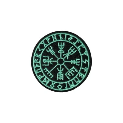 Viking Icelandic COMPASS iron on patch sew on embroidered Norway Vegvisir Emblem - Image 1 of 2