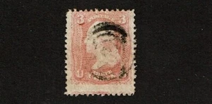 1861-2 U.S. CLASSIC 2nd Design 3c Rose Washington Sc#65 Target Cancel - Picture 1 of 1