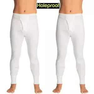 2x Holeproof Aircel Thermal Mens White Long Johns Sleep Pants Underwear MYPY1A - Picture 1 of 7