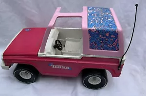 Vtg 1970’s Hot Pink Daisy Tonka Jeep Bronco Barbie Style Metal Truck USA 18 in - Picture 1 of 12