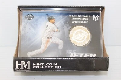 Tarjeta de moneda de inducción Derek Jeter Highland Mint Salón de la Fama con soporte nueva Foto 1 de 4