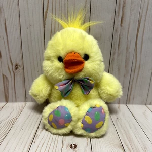 Easter Chick Plush Stuffed Animal Jellybean Feet and Bow Spring 10 Inch - Picture 1 of 13