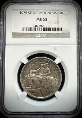 1925 Stone Mountain Commemorative Half Dollar Silver Coin NGC MS 63 - Image 1 of 2