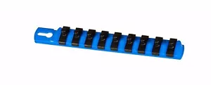 Ernst 8407 8” 1/4" Drive Socket Organizer w/ 9 Twist Lock Clips - Blue - Foto 1 di 1
