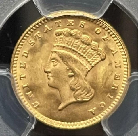 1874 Gold $1 PCGS MS65 Cover