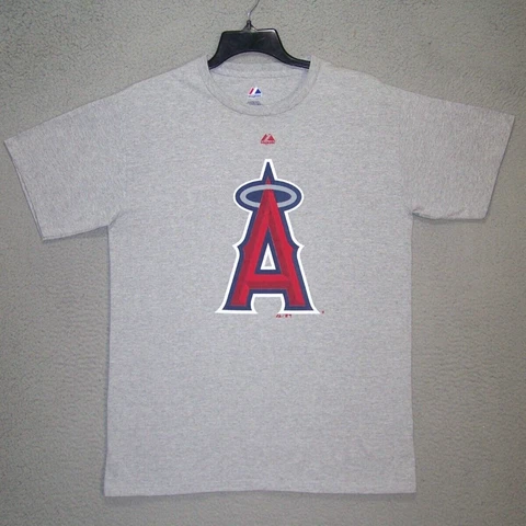 Los Angeles Angels Shirt Adult Medium Gray Baseball MLB Short Sleeve A Logo Mens Cover