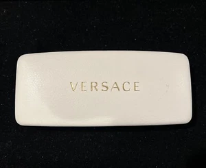VERSACE WHITE HARD LEATHER CLAMSHELL SUNGLASSES EYEGLASSES CASE -855 - Picture 1 of 4