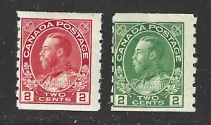 SELLOS CANADÁ #127-128 - 2c BOBINAS - PERF 8 VERDE - SIN USAR - Imagen 1 de 2