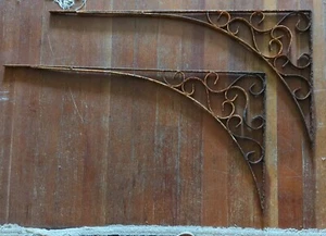 Set Of Antique Vintage Salvage Iron Metal Shelf Large Ornate Rusty! Rustic - Picture 1 of 6