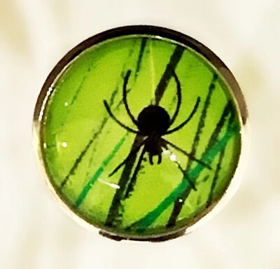 Charley Harper 黑色蜘蛛 Arachnid Bug Grass 1 英寸玻璃缝纫纽扣 CH762 — 第 1/2 张图片