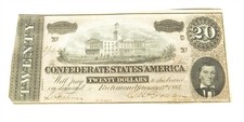 1864 Confederate States of America $20 Note Richmond Virginia