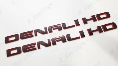 2PCS Gloss Black Red GMC SIERRA DENALI HD 2500HD 3500HD Letters Emblem Badge - Image 1 of 4