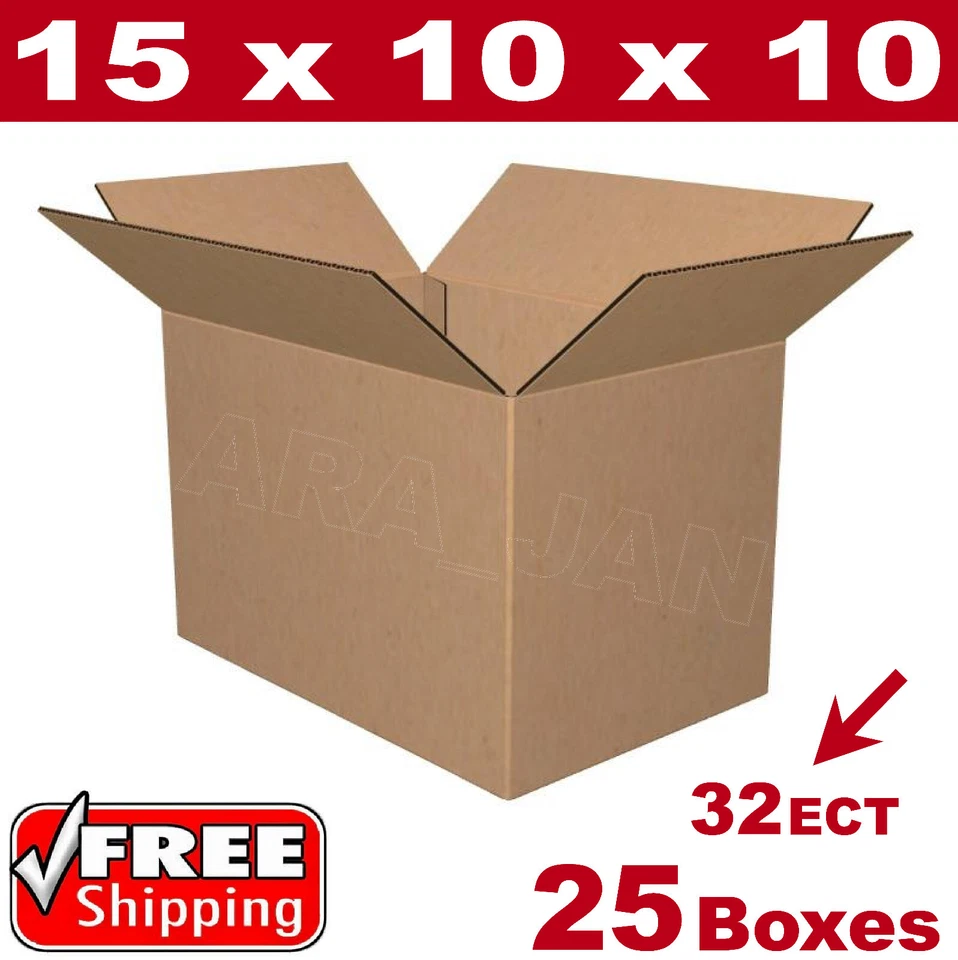 25- 15x10x10 Cardboard Boxes Mailing Packing Shipping Box Corrugated Carton - Image 1 of 1
