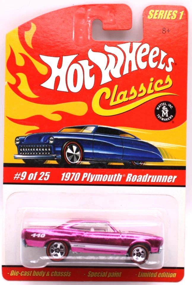 Hot Wheels Classics Serie 1 #9 1970 Plymouth Road Runner SF rosa RL5spk's Foto 1 de 4