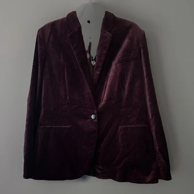 Blazer Ralph Lauren Terciopelo Borgoña Talla 16 Negro Corte Joya Botones Precio de venta sugerido por el fabricante $265 nuevo con etiquetas Foto 1 de 4