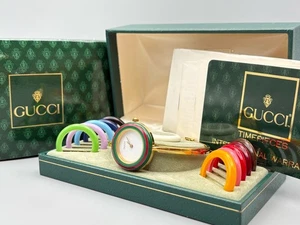 [NEAE COMO NUEVO CON Juego Completo] Reloj Gucci Cambiar Bisel 11/12 Mujer Dorado 12 Colores - Imagen 1 de 22