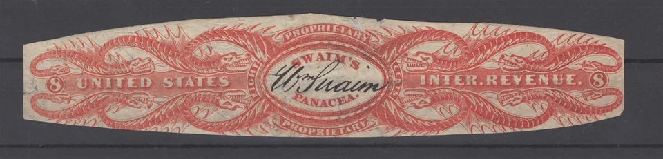 US RS235b Wm. Swaim's Panacea Silk Paper Medicine Revenue ZAYIX 0825BS1674 - Image 1 of 2