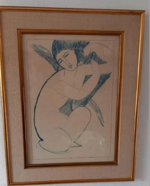 Lithographie Dessin  Cariatide (d'après Modigliani) - Photo 1/4