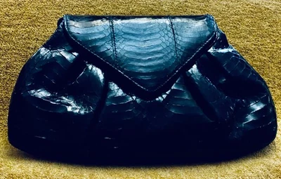 1970's Black Cobra Snake Skin Purse by Magnum - Image 1 of 4