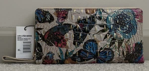 Portafoglio da viaggio Brahmin Melbourne SKYLER Lg Wristlet MARIPOSA floreale farfalla nuovo con etichette - Foto 1 di 15