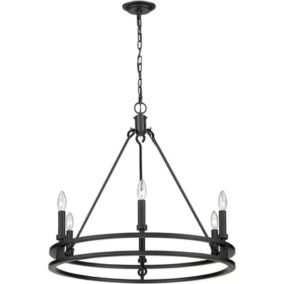 Lámpara de techo negra mate Z-Lite 4005-6 MB Dennison 6 luces 27,25 pulgadas Foto 1 de 4